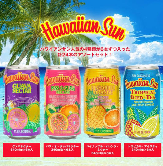 Leadoff Japan Hawaiian Sun 4-Variety Assortment Pack, 340ml Cans x 24 [Ships from Japan] 