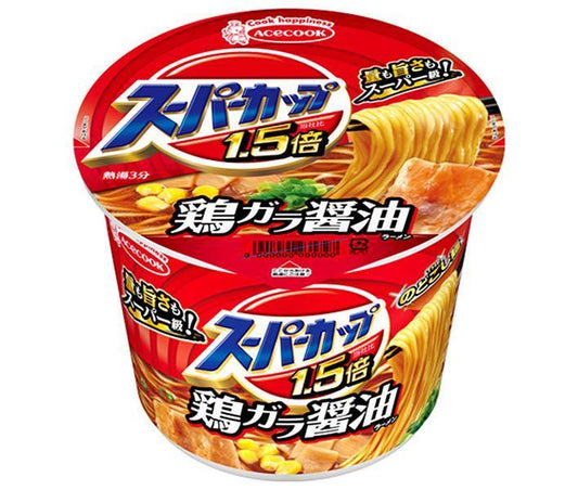 Acecook Super Cup 1.5x Soy Sauce Ramen, 109g x 12 packs [Ships from Japan] 