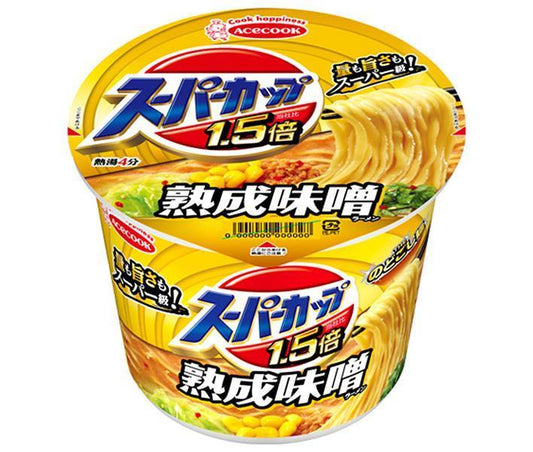 Acecook Super Cup 1.5x Miso Ramen, 129g x 12 packs [Ships from Japan] 