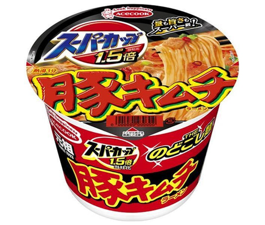 Acecook Super Cup 1.5x Pork Kimchi Ramen, 107g x 12 packs [Ships from Japan] 