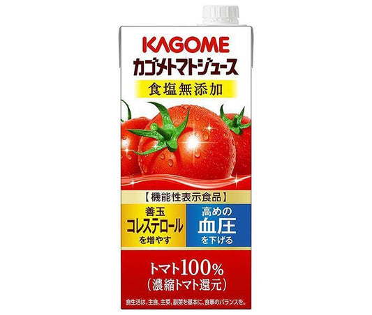 Kagome Tomato Juice No Salt Additive (Concentrated Tomato Reduction) [Food with Functional Claims] 1L paper pack x 12 (6 x 2) bottles [Shipped in Japan]