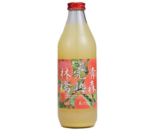 Aomori Prefecture Apple Juice, Shiny, Made with Ripe Aomori Apples, 1L Bottle x 6 Bottles [Ships from Japan] 