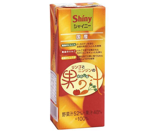 Aomori Prefecture Apple Juice, Shiny Apple and Carrot Juice, 200ml Paper Carton x 24 Bottles [Ships from Japan] 