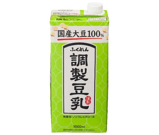 Fukuren 100% Japanese Soybean Prepared Soy Milk, 1000ml Paper Carton x 12 (6 x 2) [Ships from Japan] 