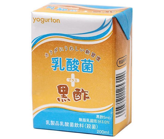 ヨーグルトン乳業 乳酸菌プラス黒酢 200ml紙パック×16本入【日本出荷】