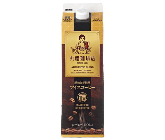Marufuku Coffee Shop Showa 9 (1934) Traditional Iced Coffee, Lightly Sweetened, 1000ml Paper Carton x 6 [Ships from Japan] 