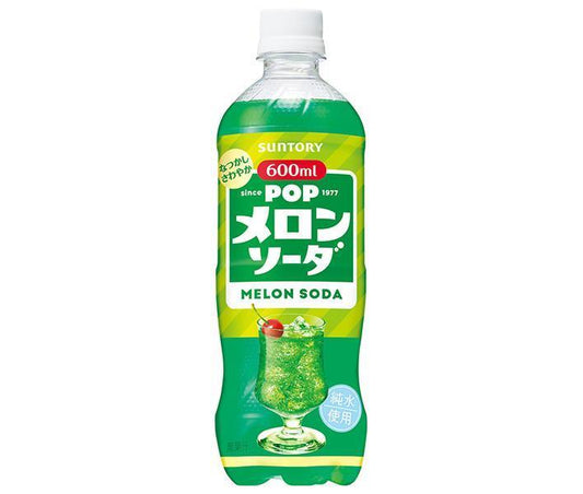 Suntory POP Melon Soda, 600ml PET Bottles x 24 [Ships from Japan] 