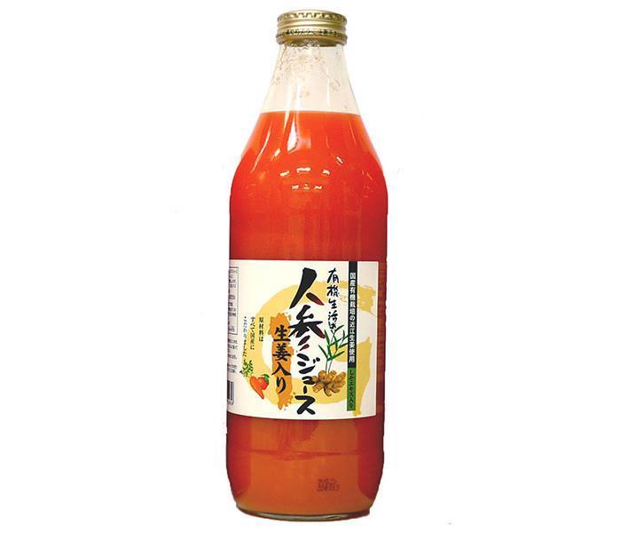 E Organic Life Organic Carrot Juice with Ginger, 1000ml Bottle x 6 Bottles [Ships from Japan] 