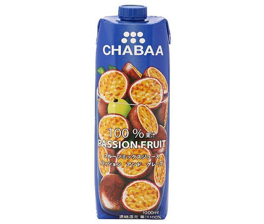 HARUNA CHABAA 100% Passion Fruit Mixed Juice, 1000ml Paper Carton x 12 Bottles [Ships from Japan] 