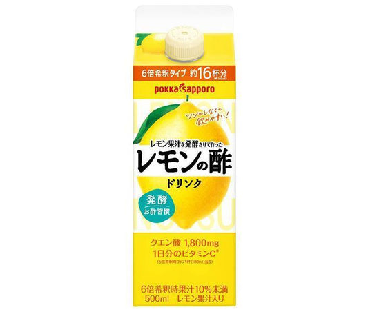 ポッカサッポロ レモン果汁を発酵させて作ったレモンの酢 500ml紙パック×6本入【日本出荷】