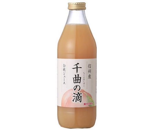 Kotobuki Kogen Foods Shinshu White Peach Juice, Chikuma no Tsuzuku, 1000ml Bottle x 4 [Ships from Japan] 