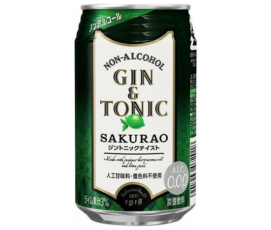Sakurao Brewery & Distillery Non-Alcoholic Gin and Tonic Cocktail, 350ml Cans x 24 [Ships from Japan] 