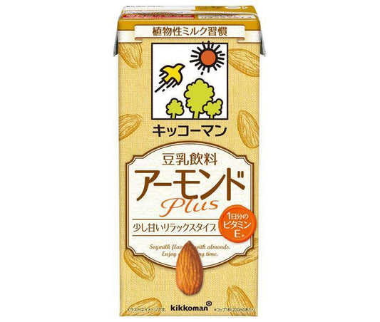 Kikkoman Soy Milk Almond Plus, 1000ml Paper Carton x 6 Bottles [Ships from Japan] 
