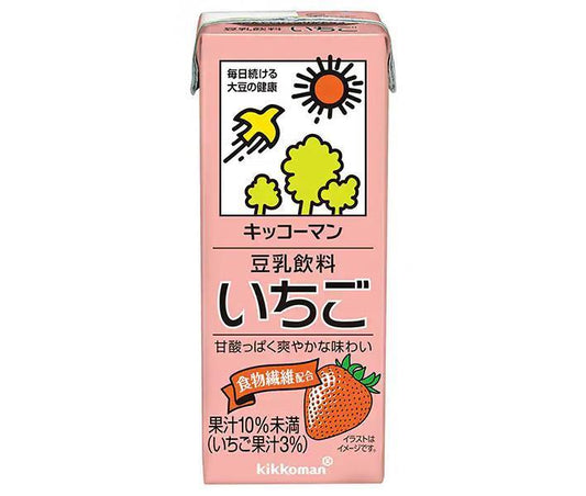 Kikkoman Soy Milk Drink, Strawberry, 200ml Paper Carton x 18 Bottles [Ships from Japan] 