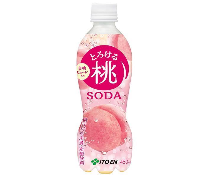 Ito En Melty Peach Soda, 450ml PET Bottle x 24 [Ships from Japan] 