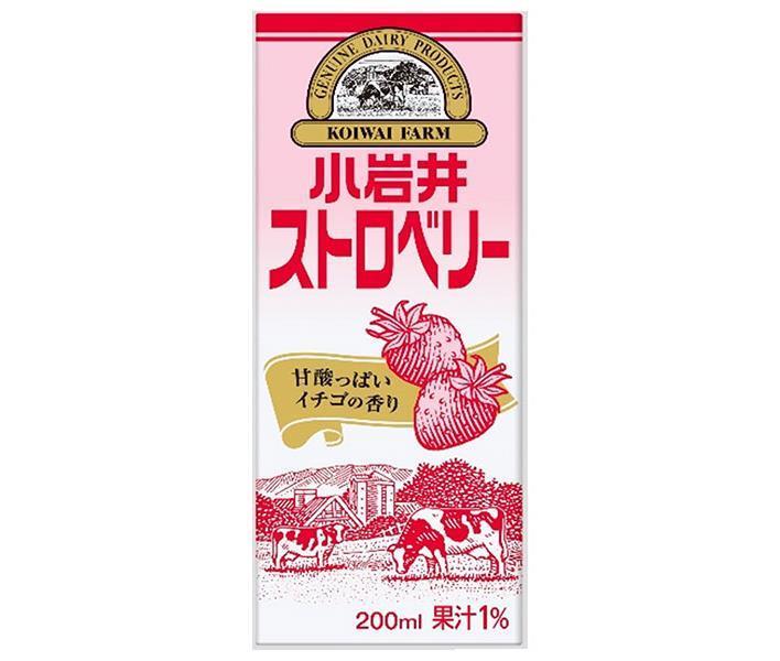 Koiwai Dairy Koiwai Strawberry 200ml Paper Carton x 24 Bottles [Ships from Japan] 