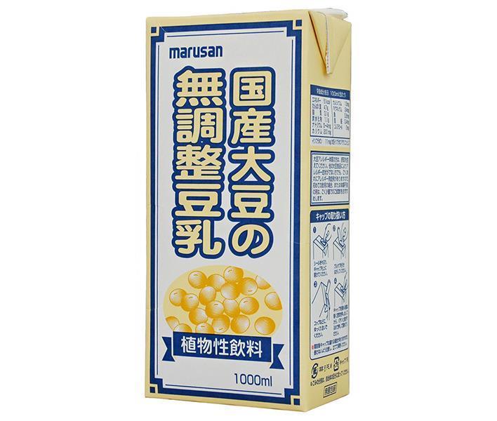 Marusanai Unsweetened Japanese Soy Milk, 1000ml Paper Carton x 6 Bottles [Ships from Japan] 