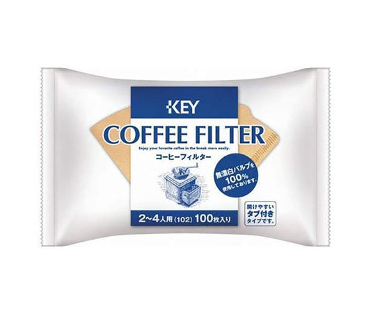 キーコーヒー コーヒーフィルター無漂白 タブ付き 2〜4人用 100枚×10袋入【日本出荷】
