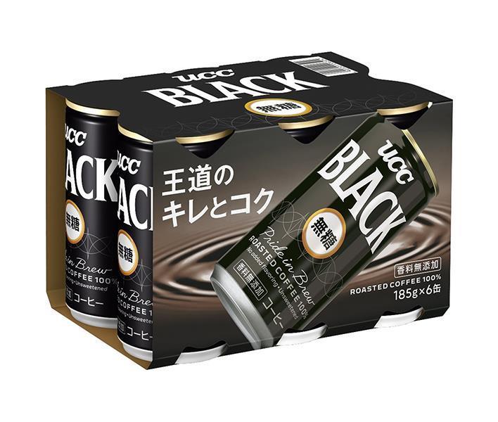 UCC BLACK Unsweetened (6-pack) 185g Cans x 30 (6 x 5) [Ships from Japan] 