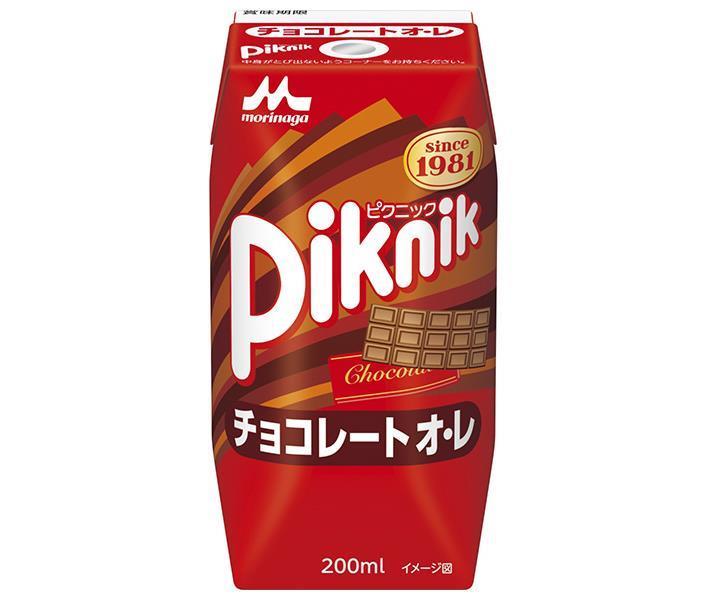 Morinaga Milk Industry Picnic Chocolate Au Lait (Prisma Container) 200ml Paper Carton x 24 [Ships from Japan] 