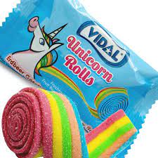 Vidal Unicorn Rolls Fruit Flavor Sour Candy - Single unit. ヴィダル　ユニコーンロール　すっぱいフルーツ味　バラ売り