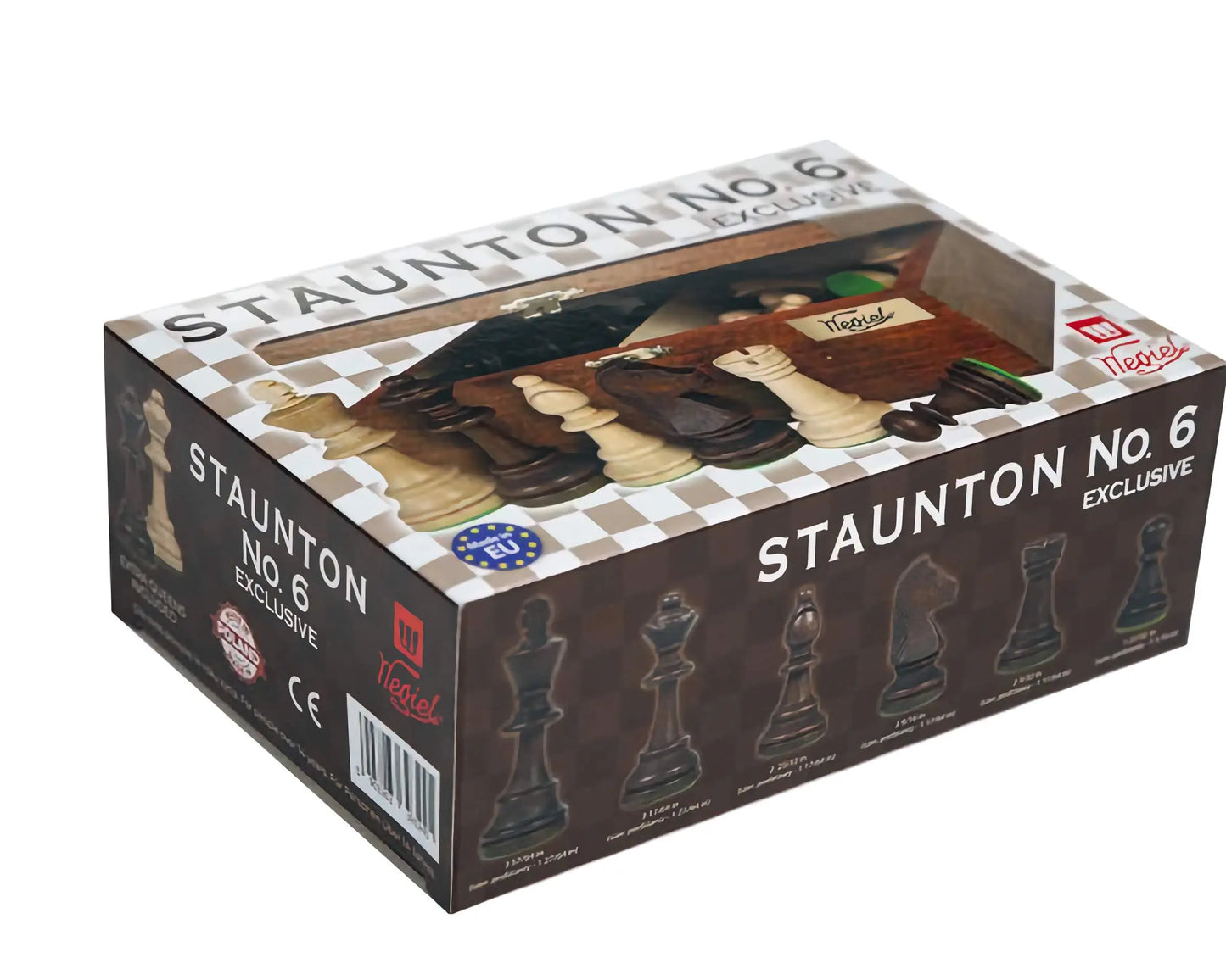 WEGIEL Staunton No. 6 Chess Pieces with Storage Box and Two Queens