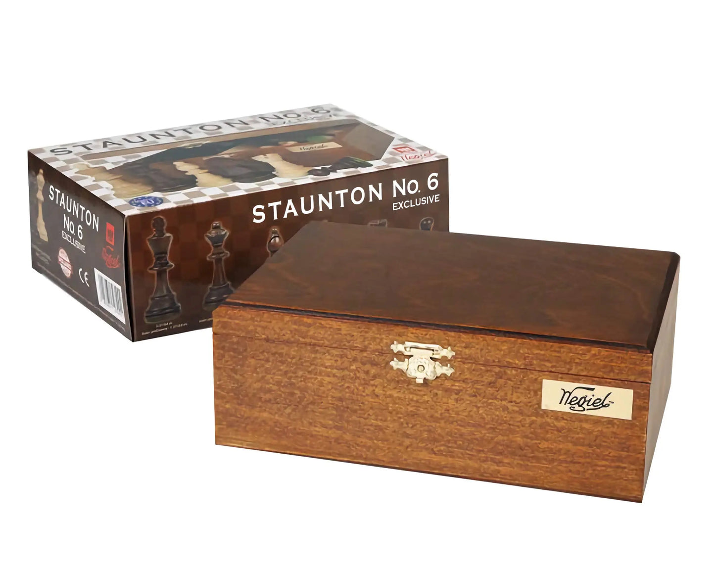 WEGIEL Staunton No. 6 Chess Pieces with Storage Box and Two Queens