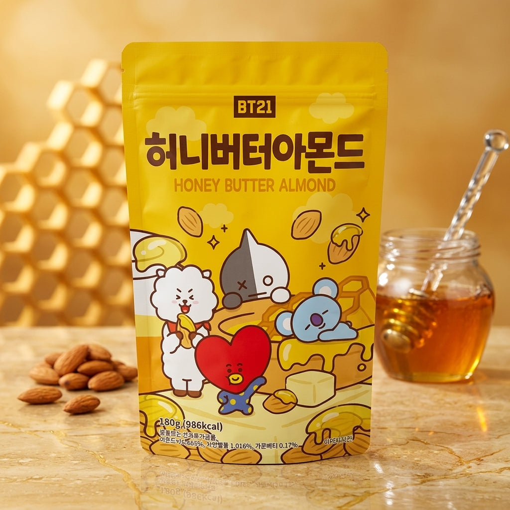 BT21 ハニーバターアーモンド 180g 韓国定番お菓子 甘じょっぱい スナック